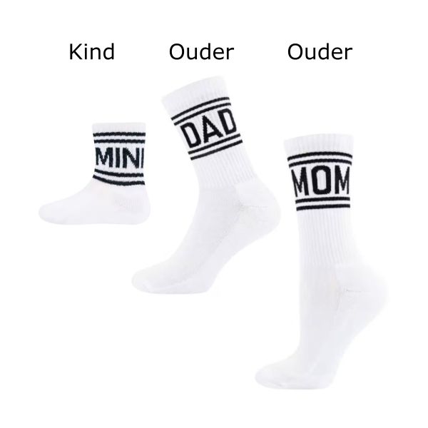 Ewers Tennissokken Set Kind en Ouders - Tekst - Wit Ewers Tennissokken Set Kind en Ouders - Tekst - Wit