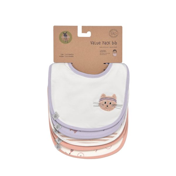 Lässig Tiny Team Cat Slabbetjes – 5 Stuks – Paars Lässig Tiny Team Cat Slabbetjes – 5 Stuks – Paars