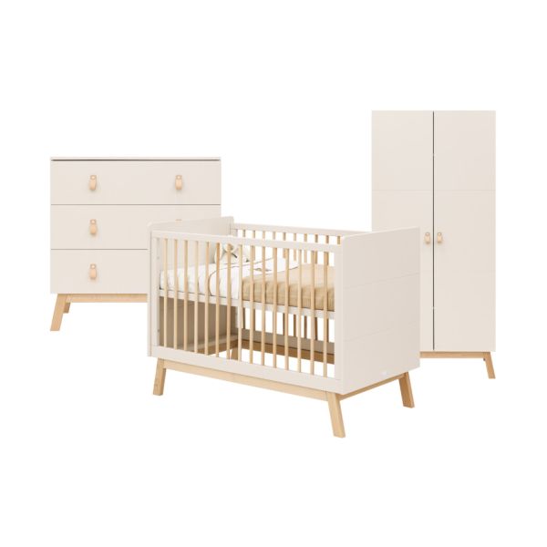 Bopita Ledikant 60 x 120 cm - Commode - Hanglegkast 2-drs - Lines - Dune/Natural Bopita Ledikant 60 x 120 cm - Commode - Hanglegkast 2-drs - Lines - Dune/Natural