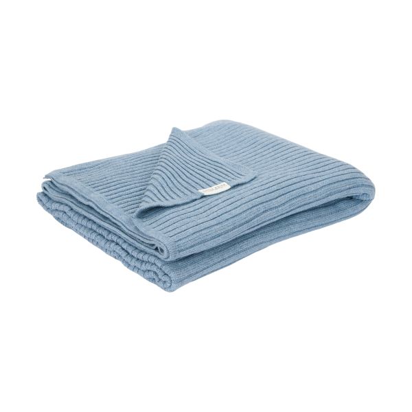 Little Dutch Ledikantdeken Gebreid - Pure Denim Blue - 110x140 cm