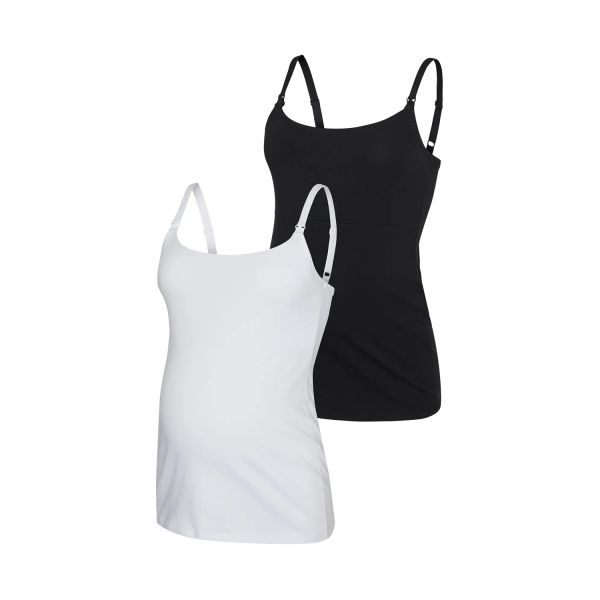 MAMA.LICIOUS Zwangerschapstop - Kerrie - 2-Pack - Maat M - Black/Snow White