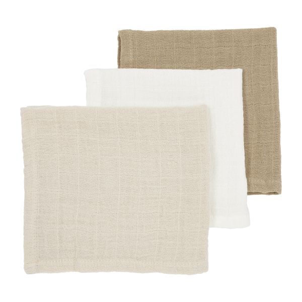 Meyco Monddoek Hydrofiel Pre-Washed Uni Offwhite/Soft Sand/Taupe 30 x 30 cm 3-Pack Meyco Monddoek Hydrofiel Pre-Washed Uni Offwhite/Soft Sand/Taupe 30 x 30 cm 3-Pack