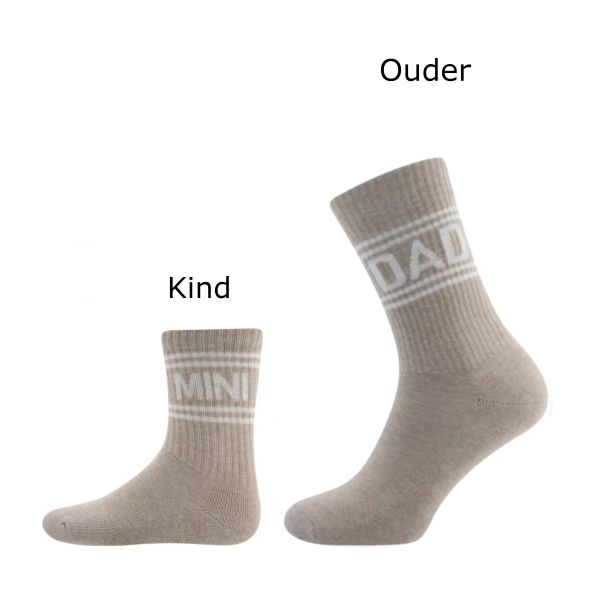 Ewers Tennissokken Set Kind en Ouder - Mini en Dad - Beige Ewers Tennissokken Set Kind en Ouder - Mini en Dad - Beige