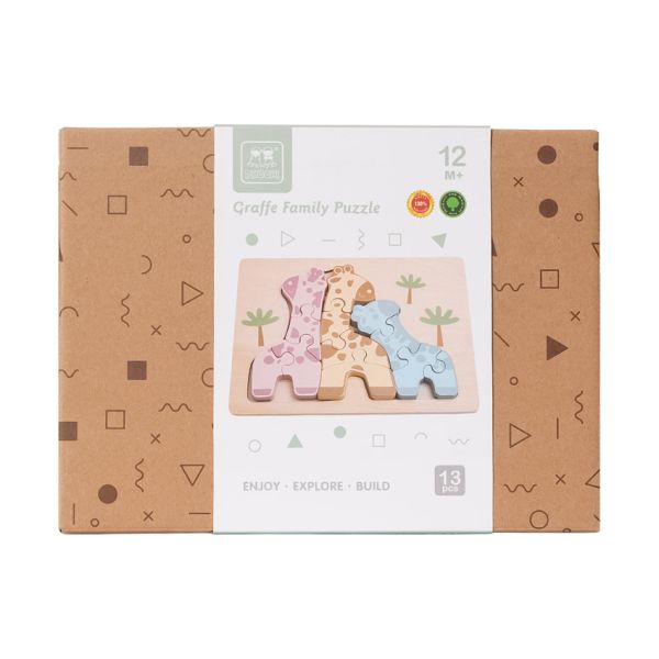 Phoohi Houten Puzzel Giraffe - 12 Stukjes Phoohi Houten Puzzel Giraffe - 12 Stukjes