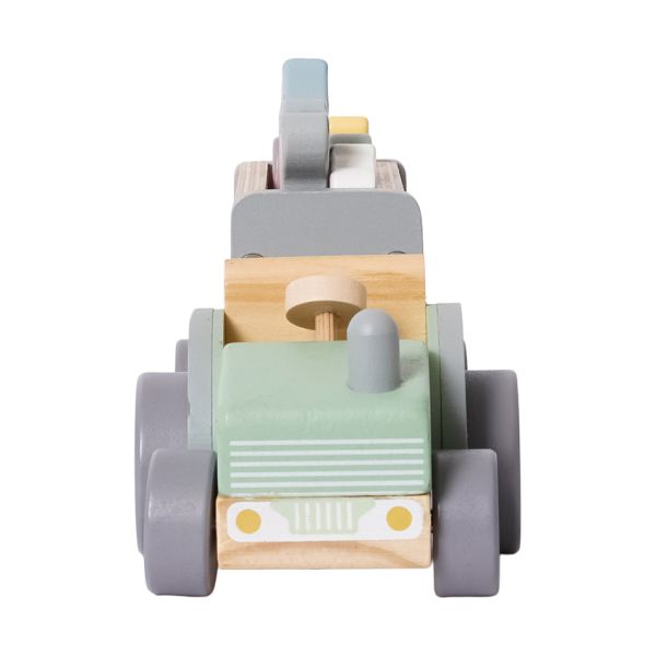 Phoohi Houten Traktor Met Trailer 8-Delig - Pastelkleur Phoohi Houten Traktor Met Trailer 8-Delig - Pastelkleur