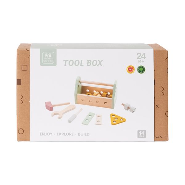 Phoohi Houten Gereedschapskist - 14 delig - Pastelkleur Phoohi Houten Gereedschapskist - 14 delig - Pastelkleur