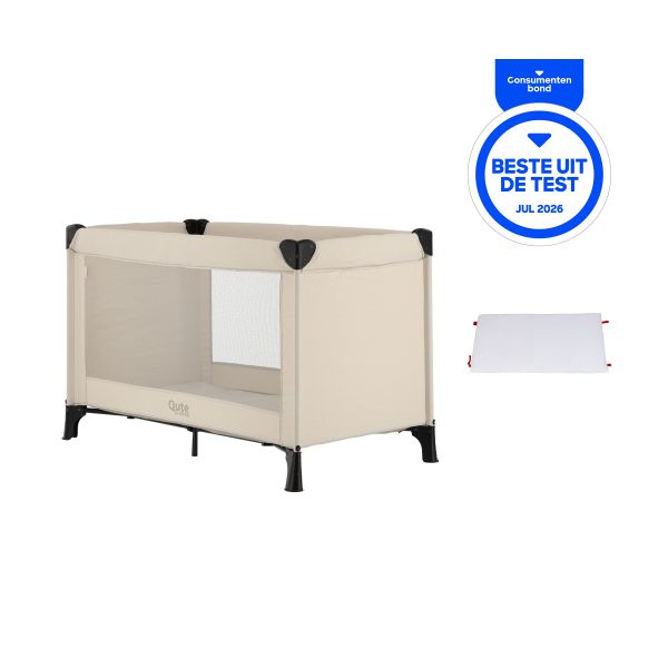Qute Q-Sleep Campingbed Easyfold + Q-Matti Matras incl. Hoes - Ivory Qute Q-Sleep Campingbed Easyfold + Q-Matti Matras incl. Hoes - Ivory