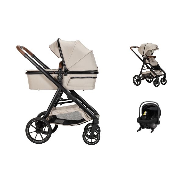Qute Q-Journey 3-in-1 Kinderwagen Taupe - Jix Autostoel Zwart Qute Q-Journey 3-in-1 Kinderwagen Taupe - Jix Autostoel Zwart