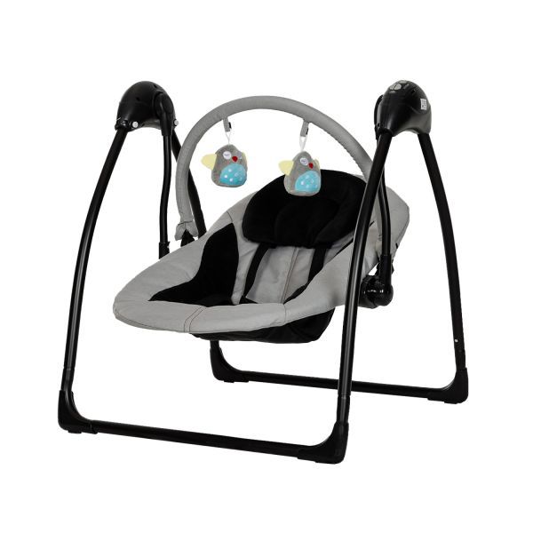 Qute Schommelstoel Q-Swing Softgrey Uil / Zwart Frame Qute Schommelstoel Q-Swing Softgrey Uil / Zwart Frame
