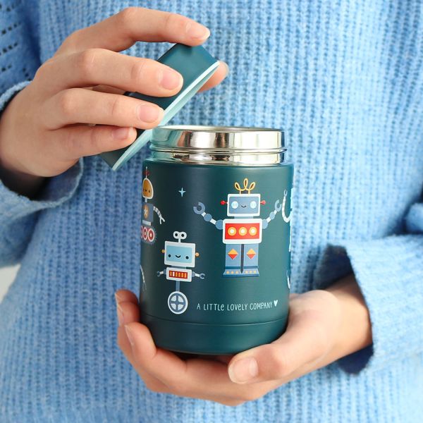 A Little Lovely Company Geïsoleerde RVS Food Jar - Robots A Little Lovely Company Geïsoleerde RVS Food Jar - Robots