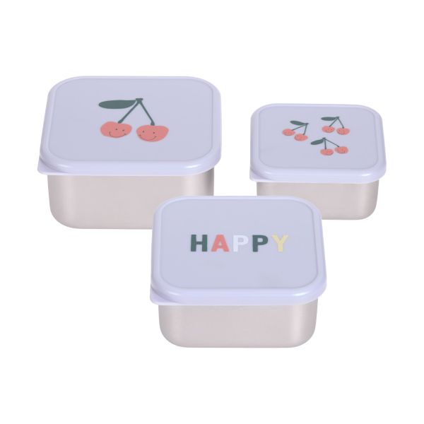 Lässig Snackbox RVS Happy Fruits Cherry 3 Stuks