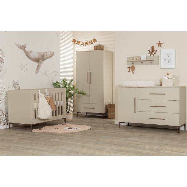 TWF Ledikant 60 x 120 - Commode XL 3 Laden 1 Deur Metaal - Hanglegkast XL 3 Deuren 2 Lade Salerno Metaal