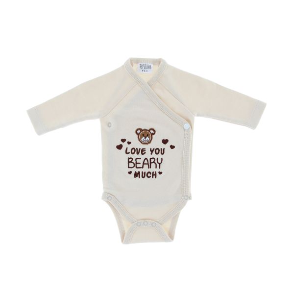 VIB Love You BEARY Much Overslag Romper - 0-3 Mnd - Beige VIB Love You BEARY Much Overslag Romper - 0-3 Mnd - Beige