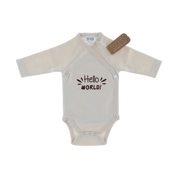 VIB Hello World! Romper - 0-3 Mnd - Beige VIB Hello World! Romper - 0-3 Mnd - Beige