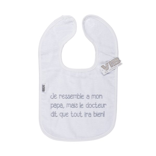 VIB Slabbetje - Je ressemble à mon papa - Wit/Grijs