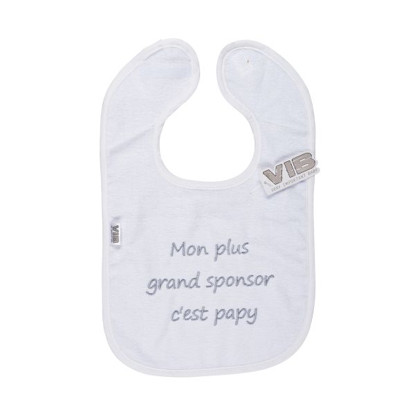 VIB Slabbetje - Mon plus grand sponsor c'est papy - Wit/Grijs