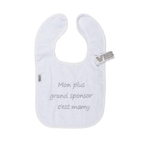 VIB Slabbetje - Mon plus grand sponsor c'est mamy - Wit/Grijs