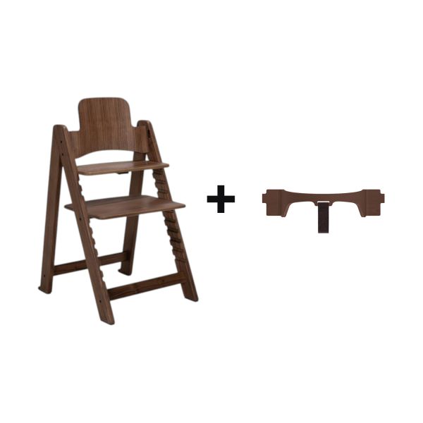 Kidsmill Up! Kinderstoel Walnoothout Incl. Houten Babyset - Walnootkleur Kidsmill Up! Kinderstoel Walnoothout Incl. Houten Babyset - Walnootkleur