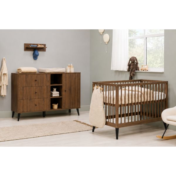 Bopita Ledikant 70 x 140 - Commode XL - Zara - Walnoot