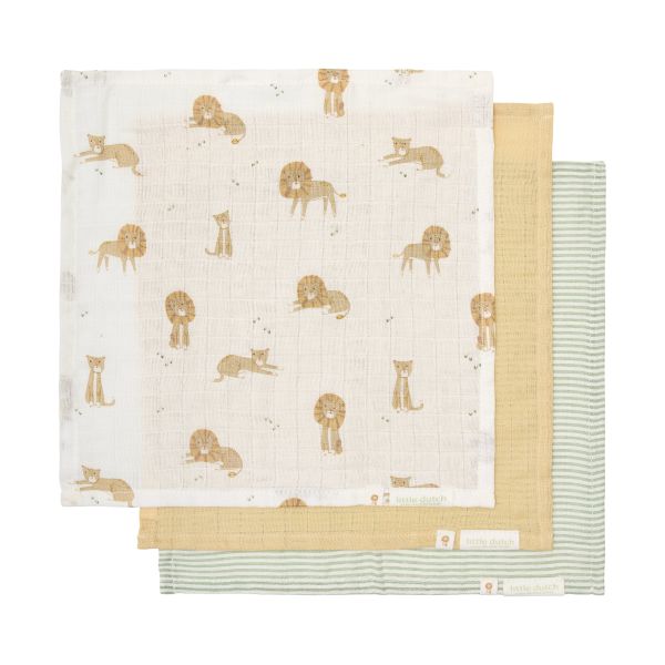 Little Dutch Safari Leo Monddoekjes Set - 25 x 25 cm Little Dutch Safari Leo Monddoekjes Set - 25 x 25 cm
