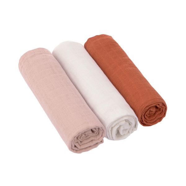 Pink/Milky/Rust Swaddle & Burp Blanket L Pink/Milky/Rust 85 x 85 cm Pink/Milky/Rust Swaddle & Burp Blanket L Pink/Milky/Rust 85 x 85 cm