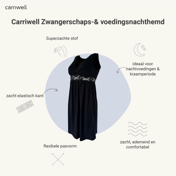 Carriwell Zwangerschapsnachthemd Zwart M Carriwell Zwangerschapsnachthemd Zwart M