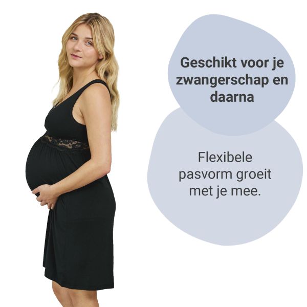 Carriwell Zwangerschapsnachthemd Zwart M Carriwell Zwangerschapsnachthemd Zwart M