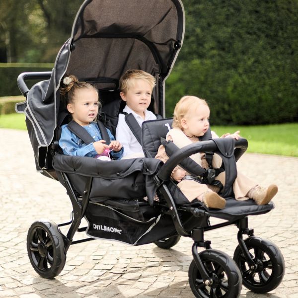 Childhome Triplet Meerlingwagen - Zwart Childhome Triplet Meerlingwagen - Zwart