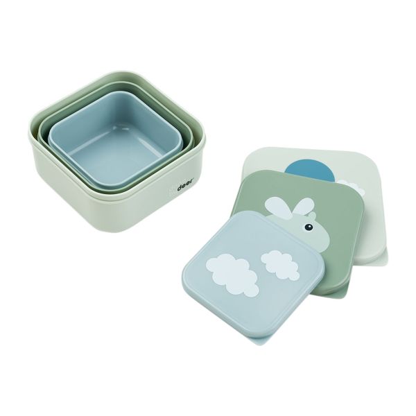 Done By Deer Snackbox - Happy Clouds - 3 Stuks - Green Done By Deer Snackbox - Happy Clouds - 3 Stuks - Green