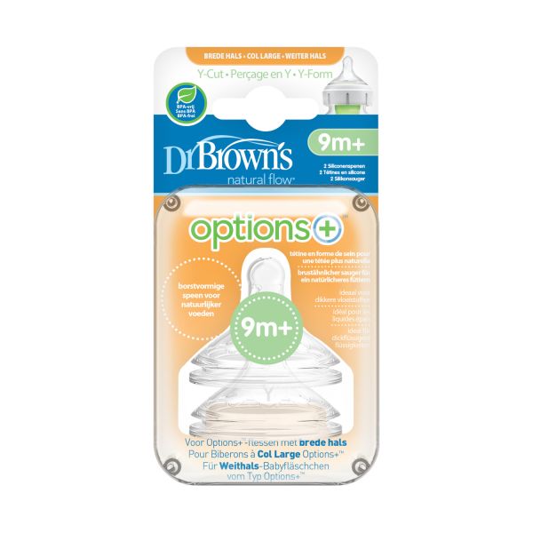 Dr. Brown's Flesspeen Brede Hals Options+ Y-Cut 2-Pack Dr. Brown's Flesspeen Brede Hals Options+ Y-Cut 2-Pack