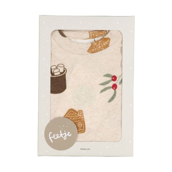 Feetje Cosy Cookie Premium Pyjama - Maat 62 - Offwhite Melange