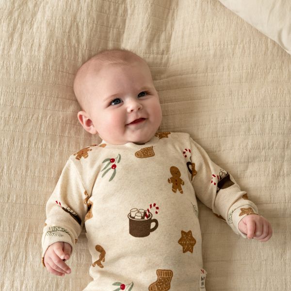 Feetje Cosy Cookie Premium Pyjama - Maat 62 - Offwhite Melange
