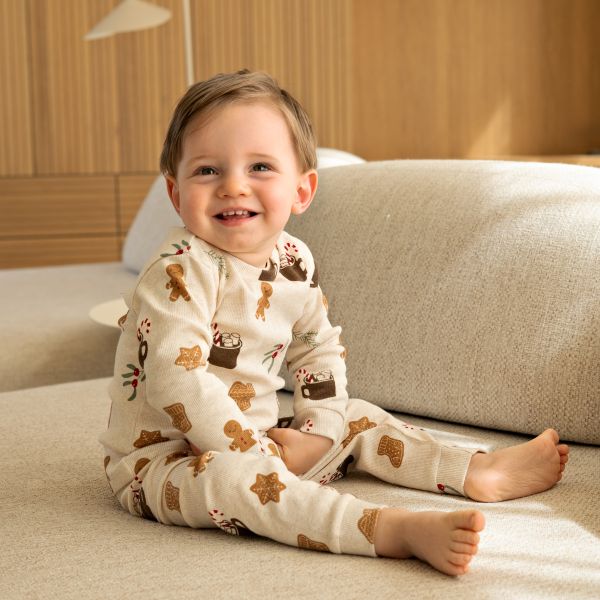Feetje Cosy Cookie Premium Pyjama - Maat 62 - Offwhite Melange