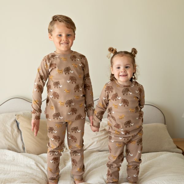 Feetje Milo Mammoth Premium Pyjama - Maat 56 - Taupe Feetje Milo Mammoth Premium Pyjama - Maat 56 - Taupe