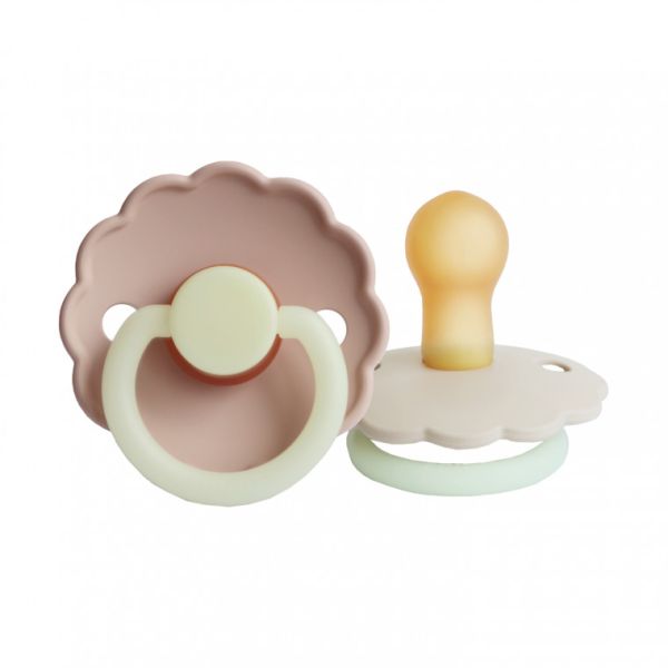 FRIGG Daisy Glow In The Dark Fopspeen - 2 Stuks - 0-6 Mnd - Cream/Blush FRIGG Daisy Glow In The Dark Fopspeen - 2 Stuks - 0-6 Mnd - Cream/Blush