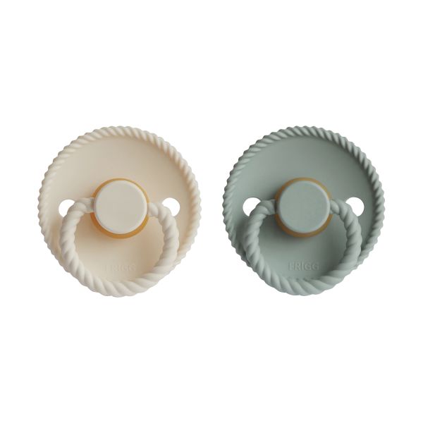 Frigg Rope Fopspeen - Rond - 2 Stuks - 0-6 Mnd - Cream/Sage Frigg Rope Fopspeen - Rond - 2 Stuks - 0-6 Mnd - Cream/Sage