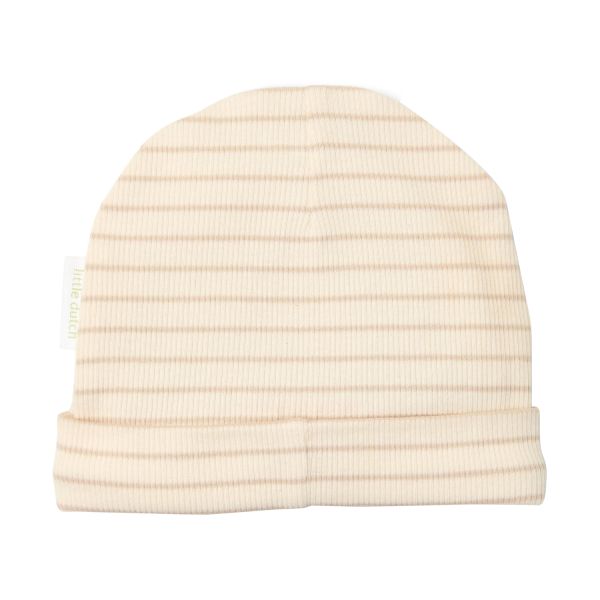 Little Dutch Muts – Soft Beige Stripe - 0-3 Mnd