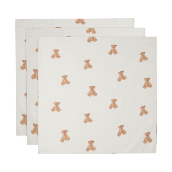 Jollein Multidoek Hydrofiel Teddy Bear 70 x 70 cm 3-pack Jollein Multidoek Hydrofiel Teddy Bear 70 x 70 cm 3-pack
