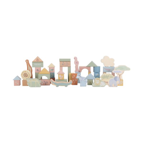 Little Dutch Safari Friends Houten Bouwblokken Little Dutch Safari Friends Houten Bouwblokken