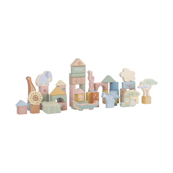 Little Dutch Safari Friends Houten Bouwblokken Little Dutch Safari Friends Houten Bouwblokken