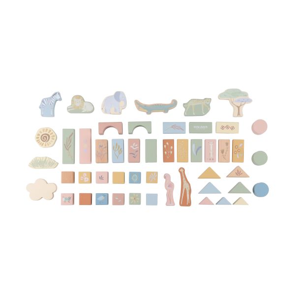 Little Dutch Safari Friends Houten Bouwblokken Little Dutch Safari Friends Houten Bouwblokken