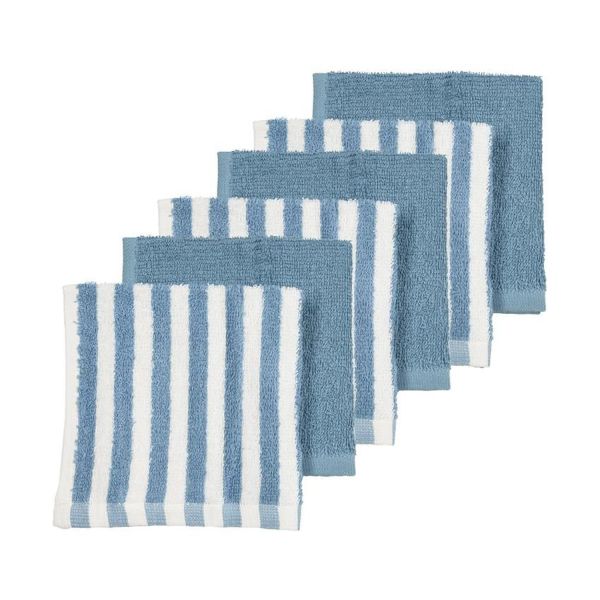 Meyco Baby Fat Stripe Monddoekjes - 6 Stuks - 30 x 30 cm - Badstof - Jeans Blue