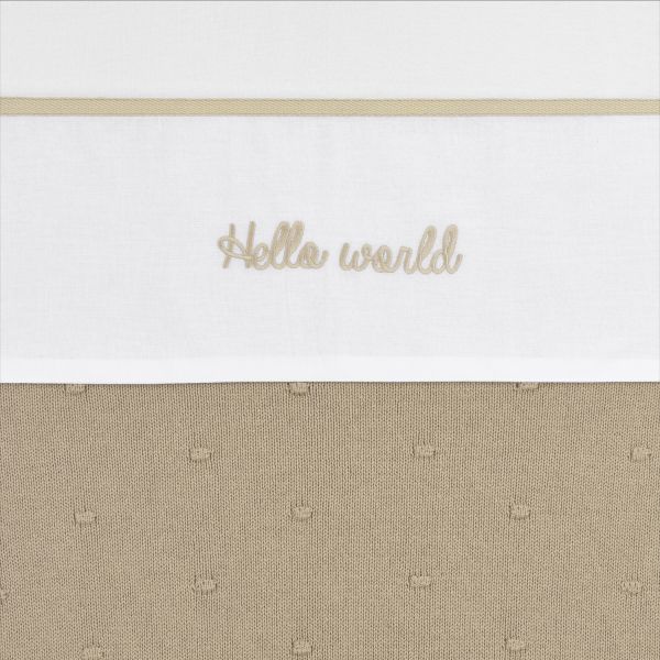 Meyco Ledikantlaken Hello World Sand 100x150cm Meyco Ledikantlaken Hello World Sand 100x150cm