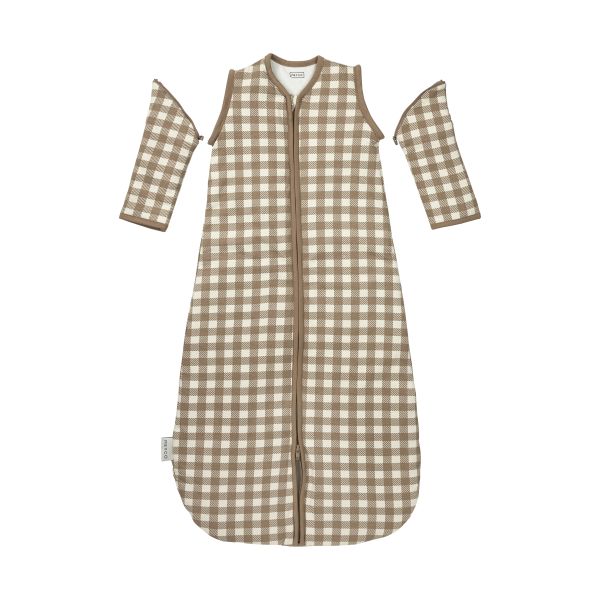 Meyco Vichy Square Gevoerde Slaapzak Met Afritsbare Mouwen - 60 cm - Jersey - Dark Taupe Meyco Vichy Square Gevoerde Slaapzak Met Afritsbare Mouwen - 60 cm - Jersey - Dark Taupe