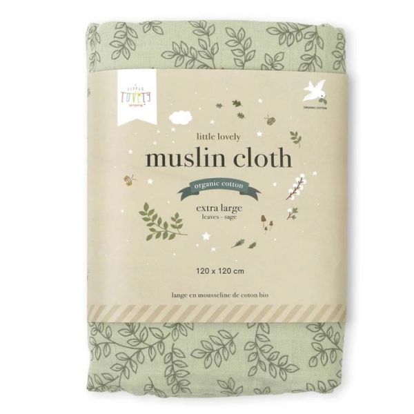 A Little Lovely Company Leaves Hydrofiele Doek XL - Sage A Little Lovely Company Leaves Hydrofiele Doek XL - Sage