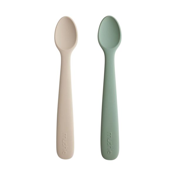 Mushie Babylepel - 2 Stuks - Siliconen -  Cambridge Blue / Shifting Sand