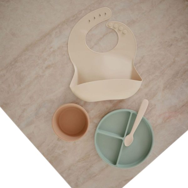Mushie Babylepel - 2 Stuks - Siliconen -  Cambridge Blue / Shifting Sand