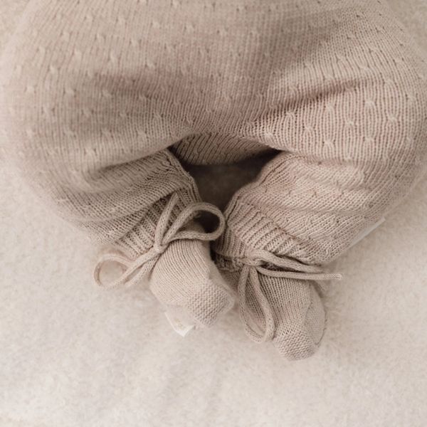 Little Dutch Gebreide Slofjes - Soft Beige Melée - 44-56 Little Dutch Gebreide Slofjes - Soft Beige Melée - 44-56