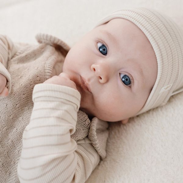 Little Dutch Stripe Lange Mouw Overslag Romper - Maat 44 - Soft Beige Little Dutch Stripe Lange Mouw Overslag Romper - Maat 44 - Soft Beige