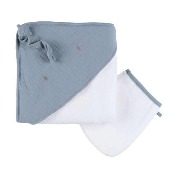 Noukie's Lino Badcape - 75 x 75 cm - Blauw Noukie's Lino Badcape - 75 x 75 cm - Blauw